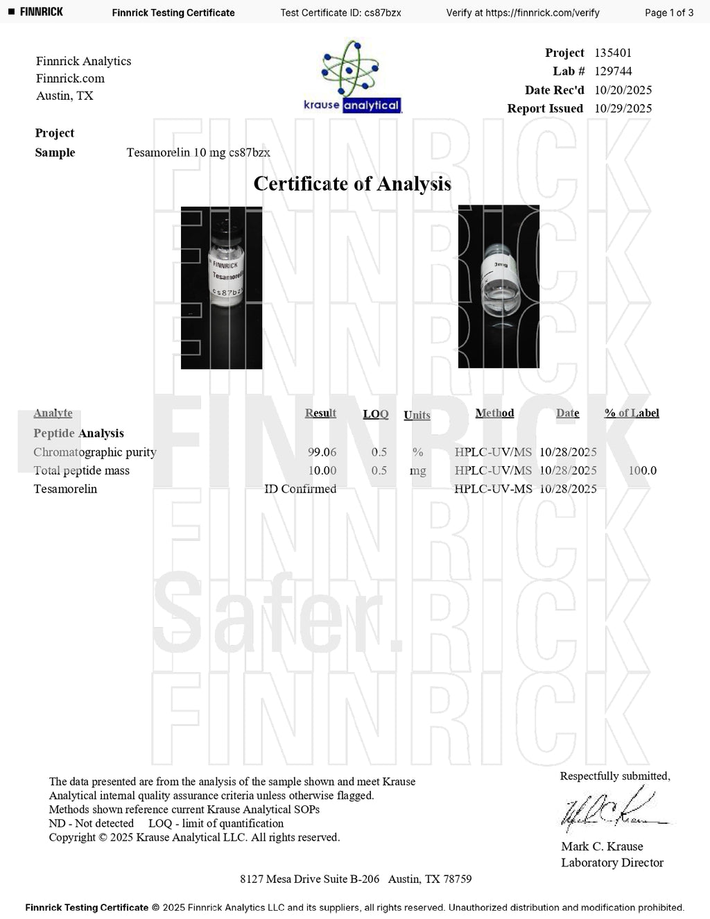 Tesamorelin 5mg – Growth Hormone Releasing Peptide
